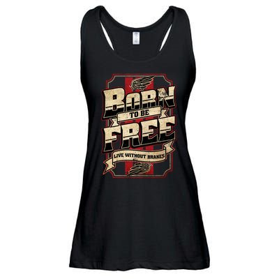 Born To Be Free Live Without Brakes Biker Vintage Ladies Essential Flowy Tank
