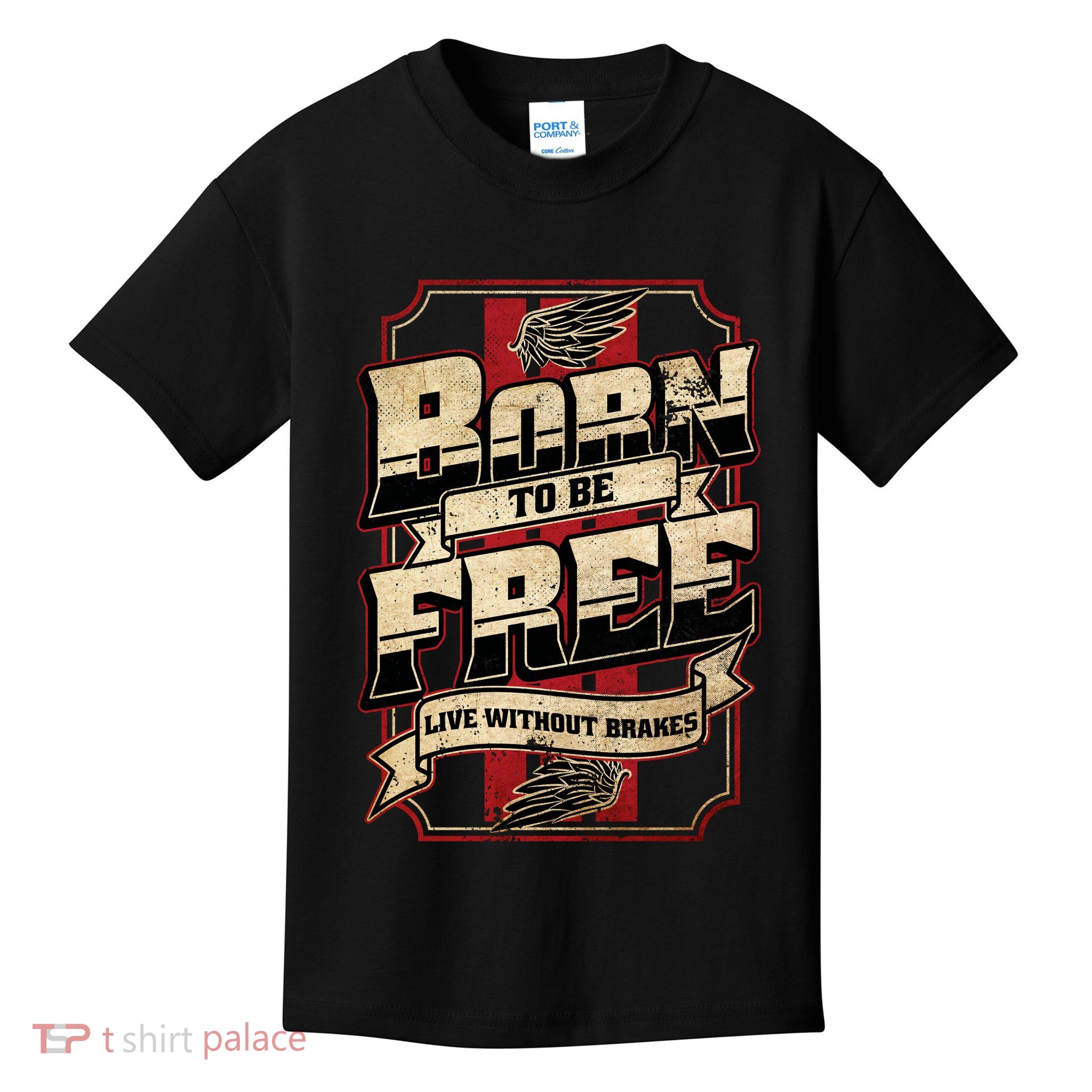 Born To Be Free Live Without Brakes Biker Vintage Kids T-Shirt