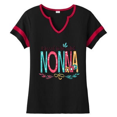 Blessed To Be Called Nonna Colorful Grandma Ladies Halftime Notch Neck Tee