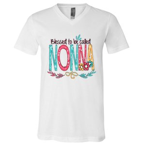 Blessed To Be Called Nonna Colorful Grandma V-Neck T-Shirt