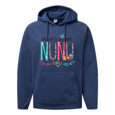 Blessed To Be Called Nunu Colorful Grandma Performance Fleece Hoodie