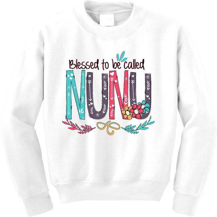 Blessed To Be Called Nunu Colorful Grandma Kids Sweatshirt