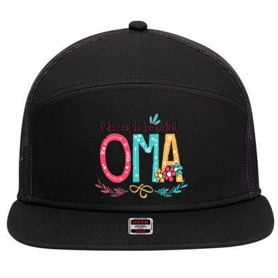 Blessed To Be Called Oma Colorful Grandma 7 Panel Mesh Trucker Snapback Hat