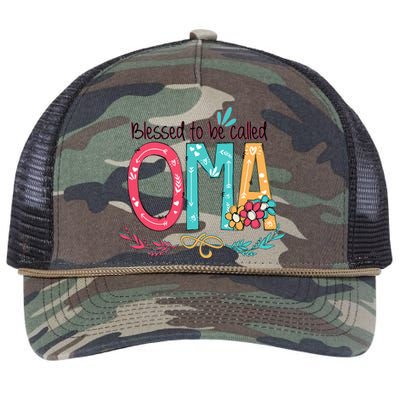 Blessed To Be Called Oma Colorful Grandma Retro Rope Trucker Hat Cap