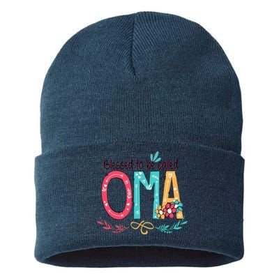 Blessed To Be Called Oma Colorful Grandma Sustainable Knit Beanie