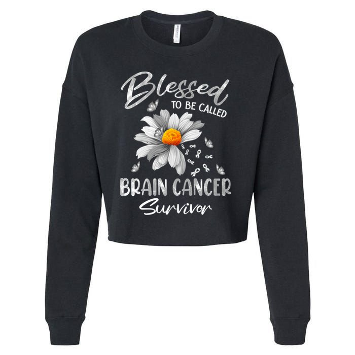 Blessed To Be Called Brain Cancer Survivor Gift Cropped Pullover Crew
