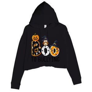 Boo To Bullying Orange Unity Day Anti Bullying Halloween Crop Fleece Hoodie