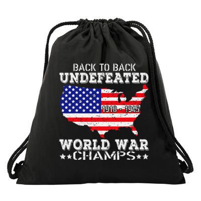 Back To Back Undefeated World War Champs Drawstring Bag