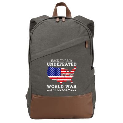 Back To Back Undefeated World War Champs Cotton Canvas Backpack