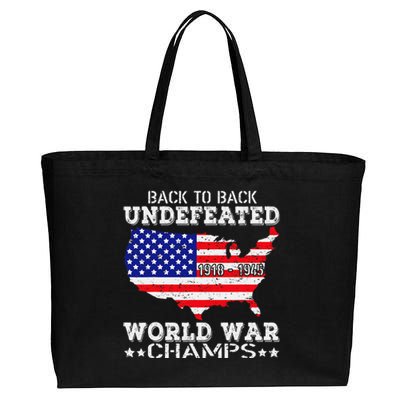 Back To Back Undefeated World War Champs Cotton Canvas Jumbo Tote