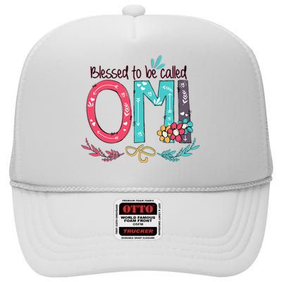 Blessed To Be Called Omi Colorful Grandma High Crown Mesh Back Trucker Hat