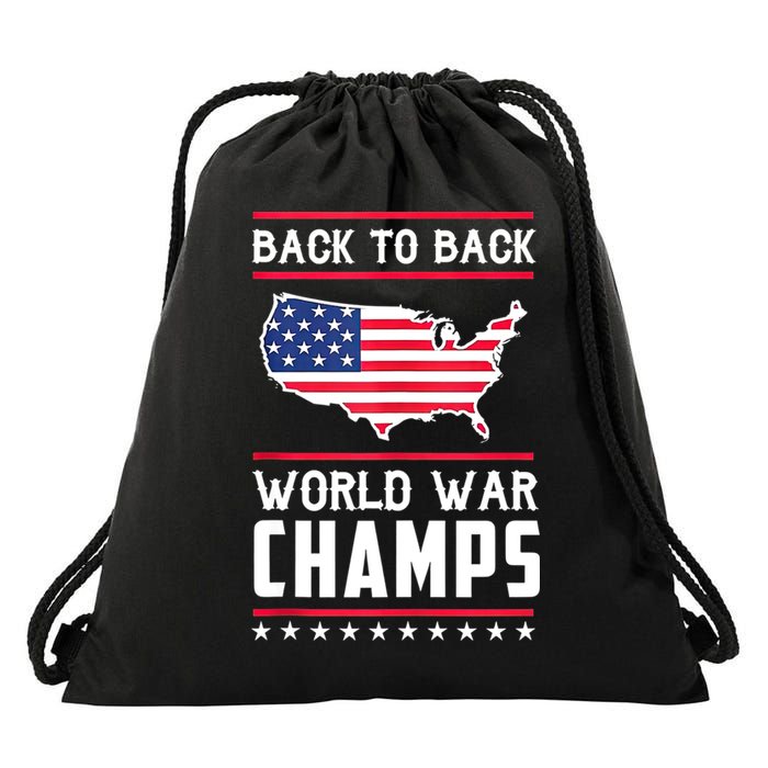 Back To Back Undefeated World War Champs Drawstring Bag