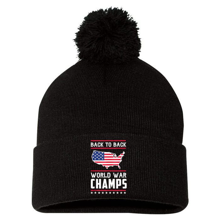 Back To Back Undefeated World War Champs Pom Pom 12in Knit Beanie