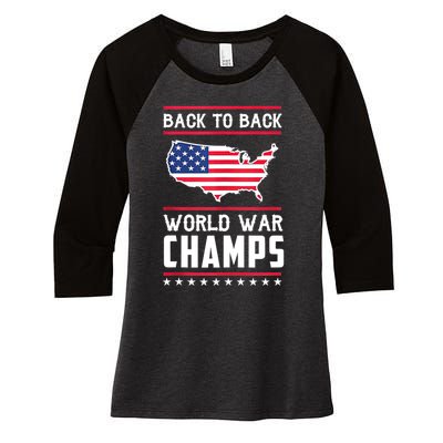 Back To Back Undefeated World War Champs Women's Tri-Blend 3/4-Sleeve Raglan Shirt