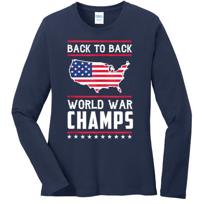 Back To Back Undefeated World War Champs Ladies Long Sleeve Shirt