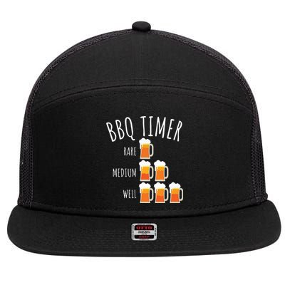 BBQ Timer Beer Drinking Funny Grilling 7 Panel Mesh Trucker Snapback Hat