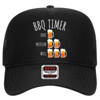 BBQ Timer Beer Drinking Funny Grilling High Crown Mesh Back Trucker Hat