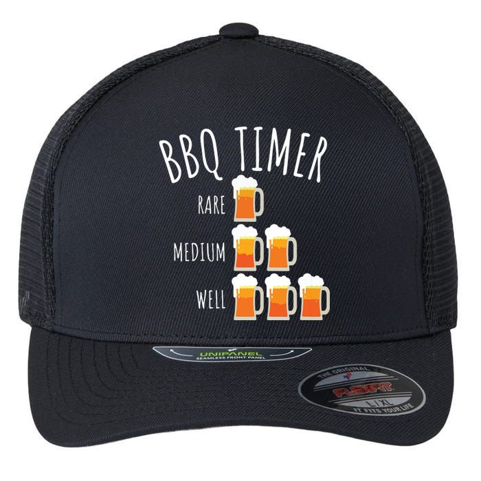 BBQ Timer Beer Drinking Funny Grilling Flexfit Unipanel Trucker Cap