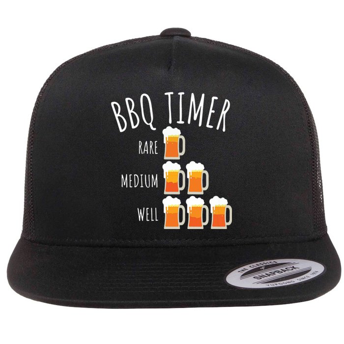 BBQ Timer Beer Drinking Funny Grilling Flat Bill Trucker Hat