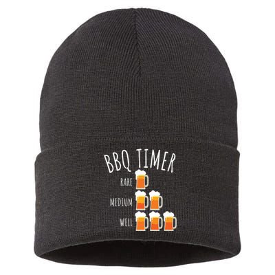 BBQ Timer Beer Drinking Funny Grilling Sustainable Knit Beanie