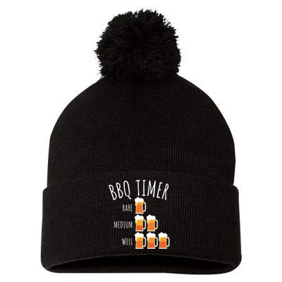 BBQ Timer Beer Drinking Funny Grilling Pom Pom 12in Knit Beanie