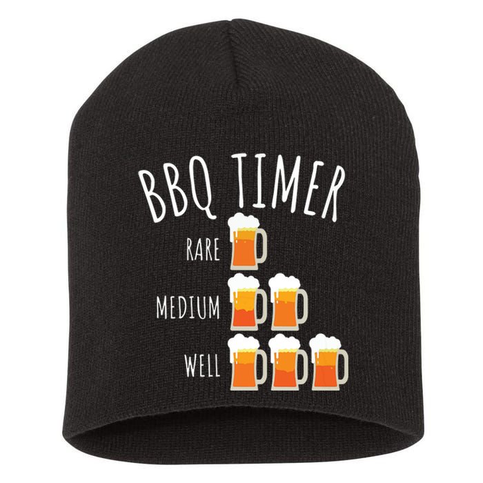 BBQ Timer Beer Drinking Funny Grilling Short Acrylic Beanie