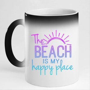 Beach The Beach Is My Happy Place Mother Day Gift 11oz Black Color Changing Mug