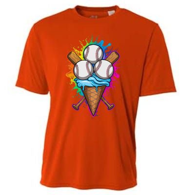 Baseball The Best Triple Scooped Ice Cream Baseball Lovers Gift Cooling Performance Crew T-Shirt