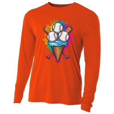 Baseball The Best Triple Scooped Ice Cream Baseball Lovers Gift Cooling Performance Long Sleeve Crew