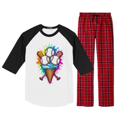 Baseball The Best Triple Scooped Ice Cream Baseball Lovers Gift Raglan Sleeve Pajama Set