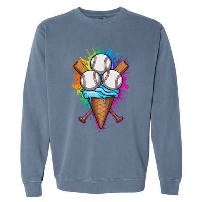 Baseball The Best Triple Scooped Ice Cream Baseball Lovers Gift Garment-Dyed Sweatshirt