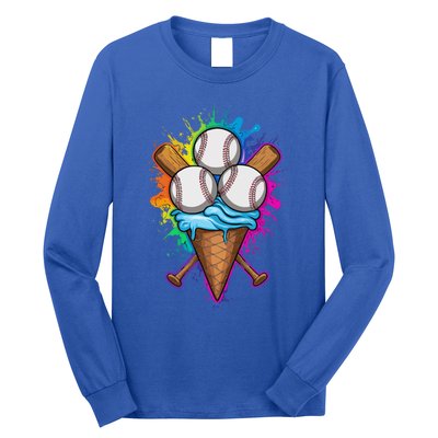 Baseball The Best Triple Scooped Ice Cream Baseball Lovers Gift Long Sleeve Shirt