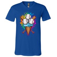 Baseball The Best Triple Scooped Ice Cream Baseball Lovers Gift V-Neck T-Shirt