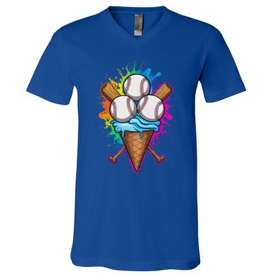 Baseball The Best Triple Scooped Ice Cream Baseball Lovers Gift V-Neck T-Shirt