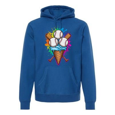 Baseball The Best Triple Scooped Ice Cream Baseball Lovers Gift Premium Hoodie