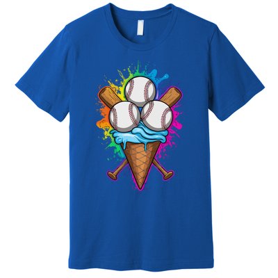 Baseball The Best Triple Scooped Ice Cream Baseball Lovers Gift Premium T-Shirt