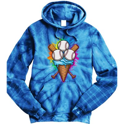 Baseball The Best Triple Scooped Ice Cream Baseball Lovers Gift Tie Dye Hoodie