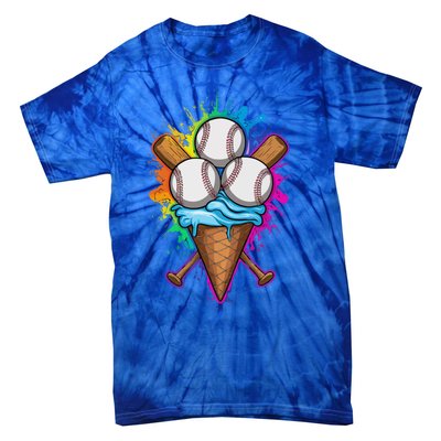 Baseball The Best Triple Scooped Ice Cream Baseball Lovers Gift Tie-Dye T-Shirt