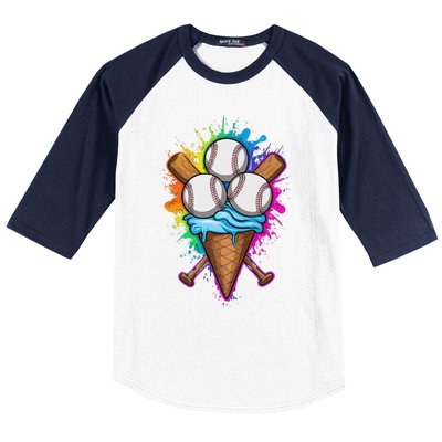 Baseball The Best Triple Scooped Ice Cream Baseball Lovers Gift Baseball Sleeve Shirt