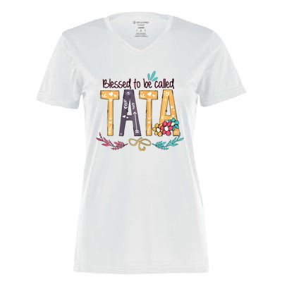 Blessed To Be Called Tata Colorful Grandma Women's Momentum V-Neck T-Shirt