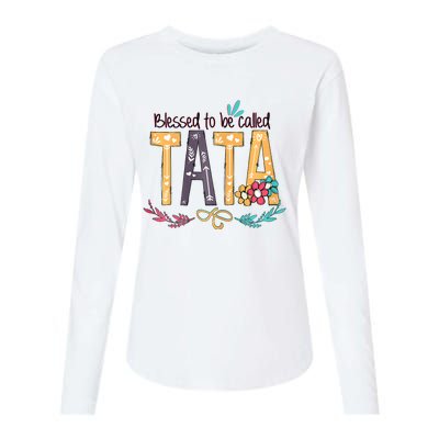 Blessed To Be Called Tata Colorful Grandma Womens Cotton Relaxed Long Sleeve T-Shirt