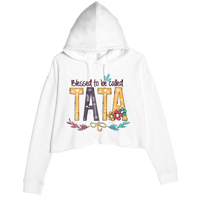 Blessed To Be Called Tata Colorful Grandma Crop Fleece Hoodie