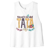 Blessed To Be Called Tata Colorful Grandma Women's Racerback Cropped Tank