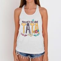 Blessed To Be Called Tata Colorful Grandma Women's Knotted Racerback Tank