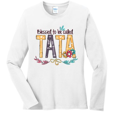 Blessed To Be Called Tata Colorful Grandma Ladies Long Sleeve Shirt