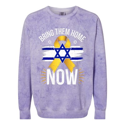 Bring Them Back Home Now Israel Flag Yellow Ribbon Colorblast Crewneck Sweatshirt