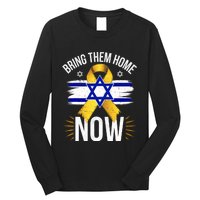 Bring Them Back Home Now Israel Flag Yellow Ribbon Long Sleeve Shirt