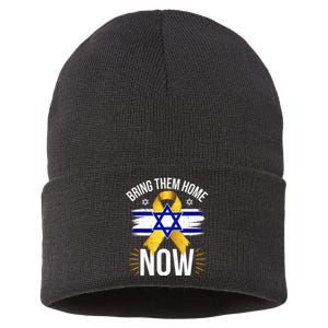 Bring Them Back Home Now Israel Flag Yellow Ribbon Sustainable Knit Beanie