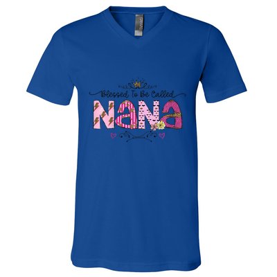 Blessed To Be Called Nana Women Floral Decor Grandma MotherS Day V-Neck T-Shirt