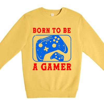 Born To Be A Gamer For Intense Visual Funny Gift Premium Crewneck Sweatshirt